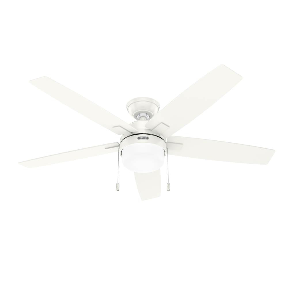 Hunter 52773 Fresh White 52 Inch Anisten Fresh White Ceiling Fan With Led Light Kit And Pull Chain Image 1