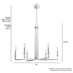 Hunter 19621 Brushed Nickel Hunter Bearden Brushed Nickel 6 Light Chandelier Ceiling Light Fixture Image 4