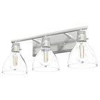 Hunter 48036 Brushed Nickel Van Nuys Brushed Nickel With Clear Glass 3 Light Vanity Wall Light Fixture Image 1
