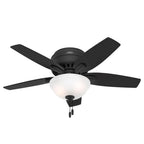 Hunter 52394 Matte Black 42 Inch Newsome Matte Black Low Profile Ceiling Fan With Led Light Kit And Pull Chain Image 1
