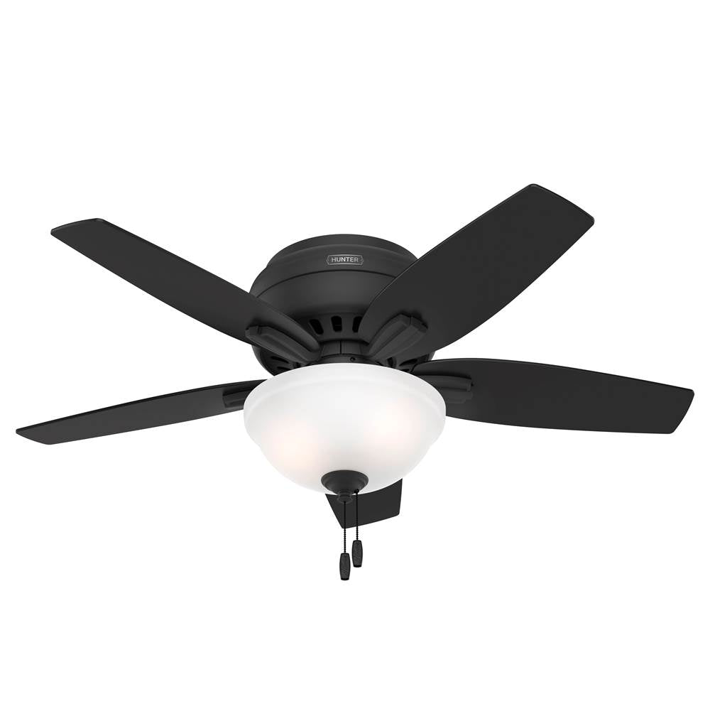 Hunter 52394 Matte Black 42 Inch Newsome Matte Black Low Profile Ceiling Fan With Led Light Kit And Pull Chain Image 1