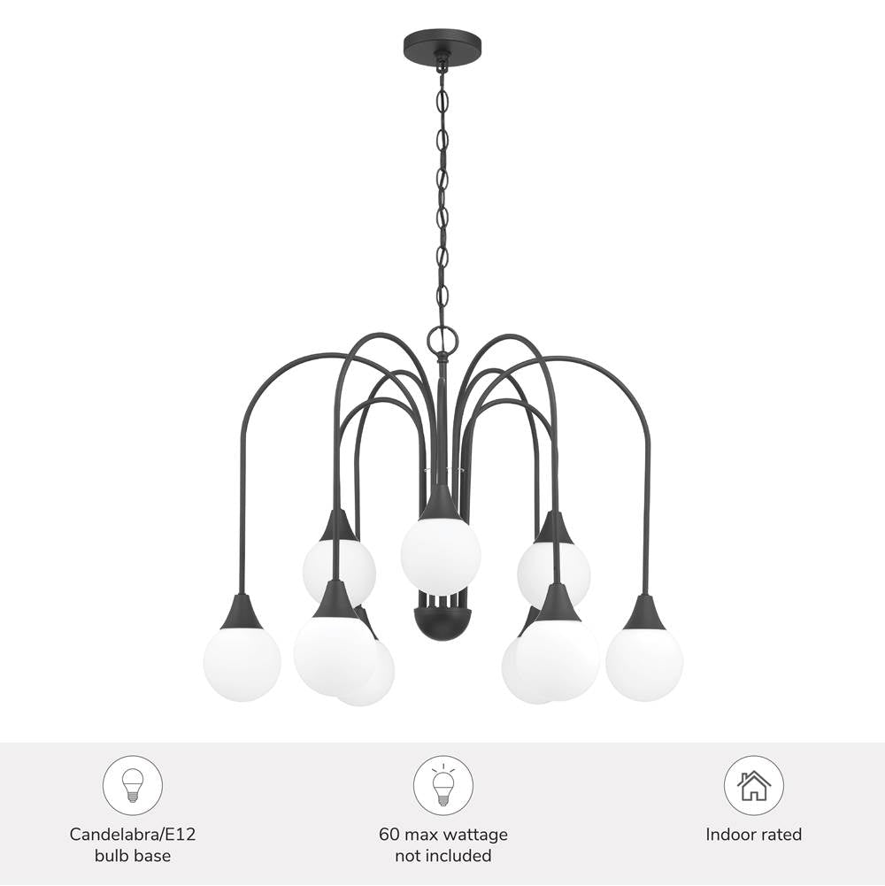 Hunter 48199 Matte Black Valadon 9 Light Large Chandelier Black Image 3