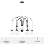 Hunter 48199 Matte Black Valadon 9 Light Large Chandelier Black Image 3