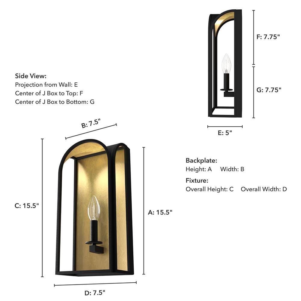 Hunter 19729 Natural Iron Hunter Dukestown Natural Iron And Gold Leaf 1 Light Sconce Wall Light Fixture Image 4