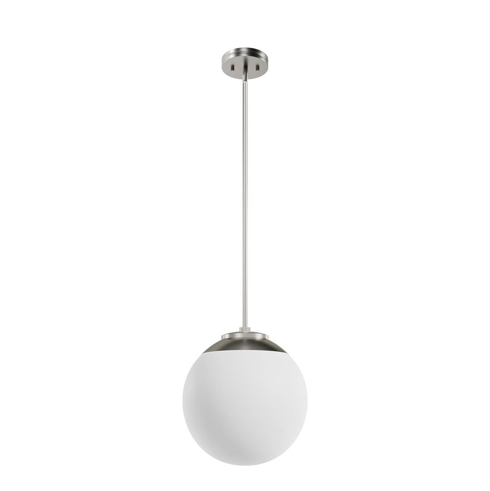 Hunter 19848 Brushed Nickel Hepburn Brushed Nickel With Cased White Glass 1 Light Pendant Ceiling Light Fixture Image 1