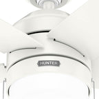 Hunter 52494 Fresh White 44 Inch Bardot Fresh White Ceiling Fan With Led Light Kit And Pull Chain Image 7