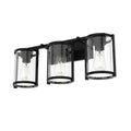 Hunter 48004 Matte Black Astwood Matte Black With Clear Glass 3 Light Vanity Wall Light Fixture Image 1