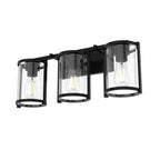 Hunter 48004 Matte Black Astwood Matte Black With Clear Glass 3 Light Vanity Wall Light Fixture Image 1