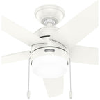 Hunter 52494 Fresh White 44 Inch Bardot Fresh White Ceiling Fan With Led Light Kit And Pull Chain Image 2