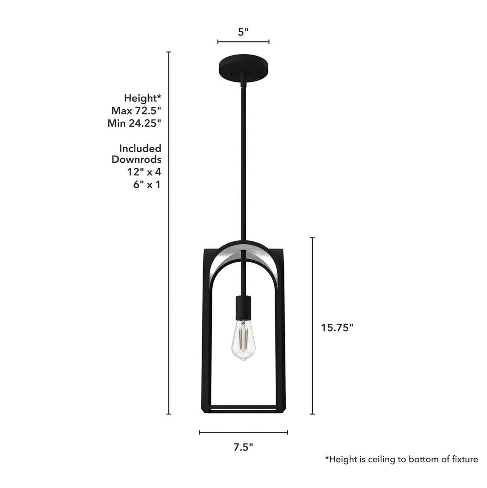 Hunter 19738 Natural Iron Hunter Dukestown Natural Iron And Silver Leaf 1 Light Pendant Ceiling Light Fixture Image 3
