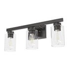 Hunter 13079 Noble Bronze Hartland Noble Bronze With Seeded Glass 3 Light Vanity Wall Light Fixture Image 1