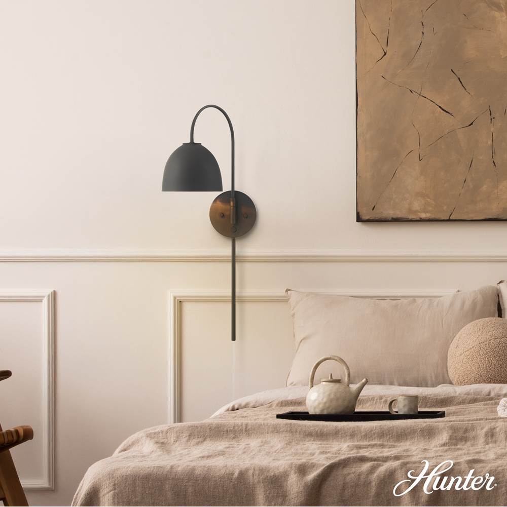 Hunter Erling 1 Light Large Pin Up Sconce Black