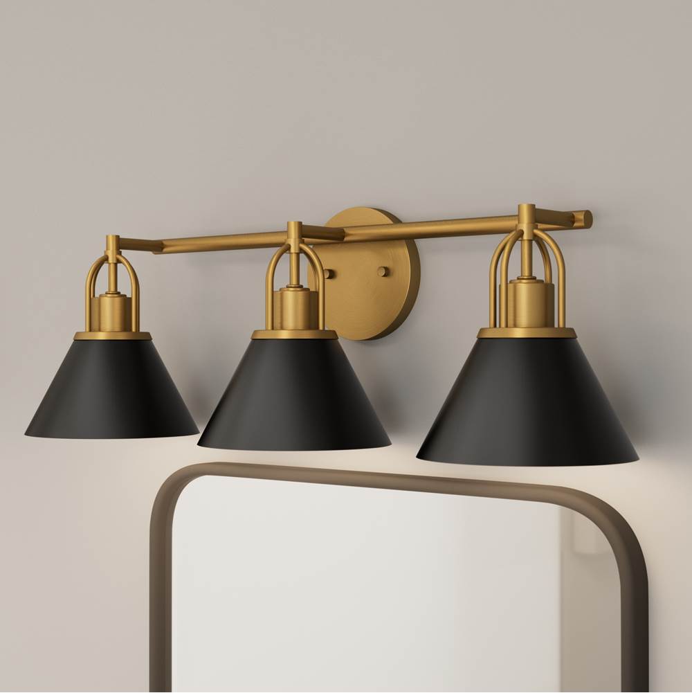 Hunter 13169 Matte Black Carrington Isle 3 Light Medium Vanity Black Image 6