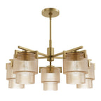 Hunter 13138 Luxe Gold Ontario Luxe Gold With Amber Glass 5 Light Chandelier Ceiling Light Fixture Image 1