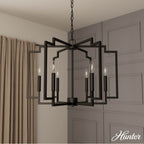 Hunter 45241 Matte Black Zoanne Matte Black 6 Light Chandelier Ceiling Light Fixture Image 4