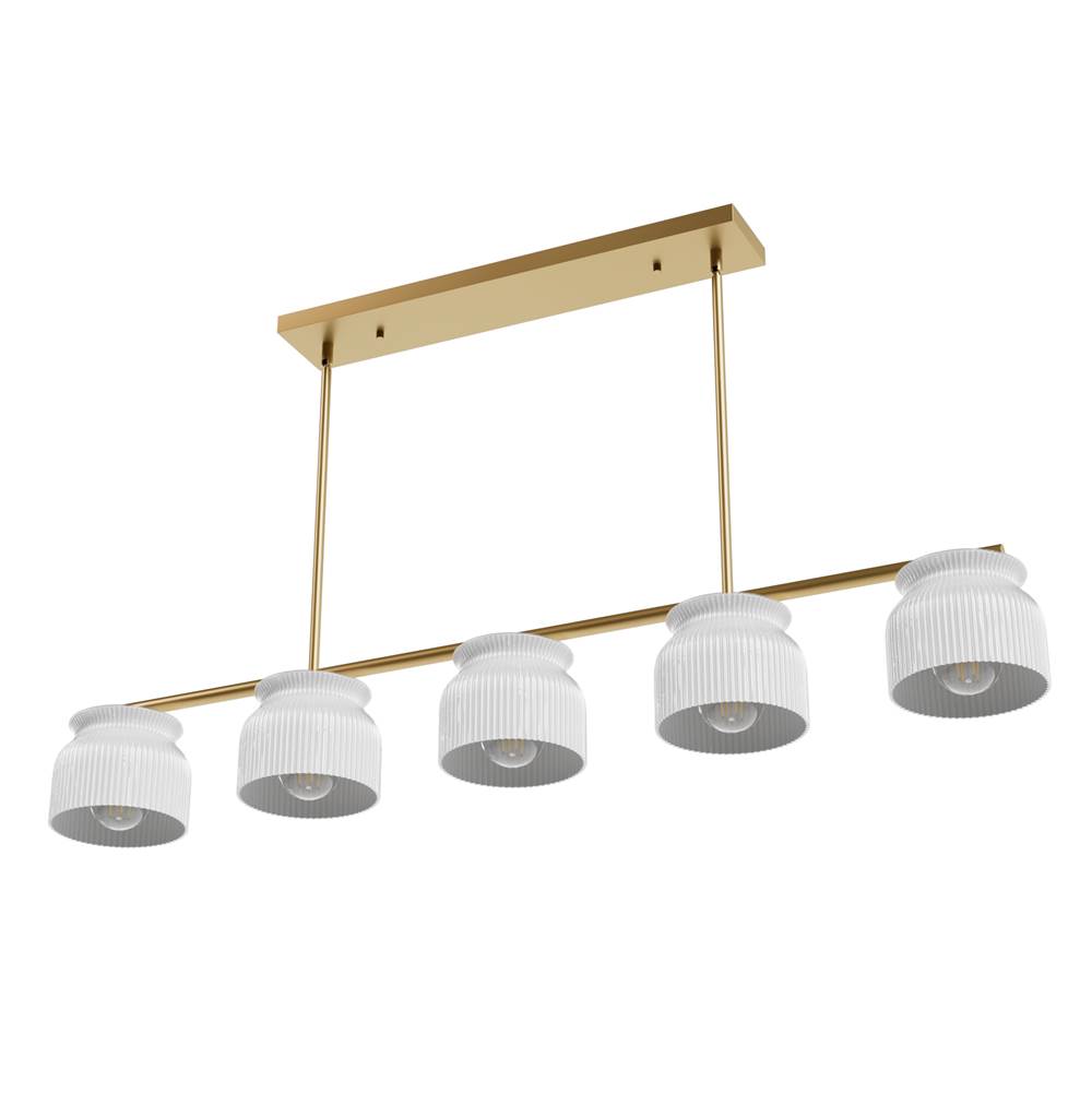 Hunter Harlowe Luxe Gold With Cased White Glass 5 Light Chandelier Ceiling Light Fixture