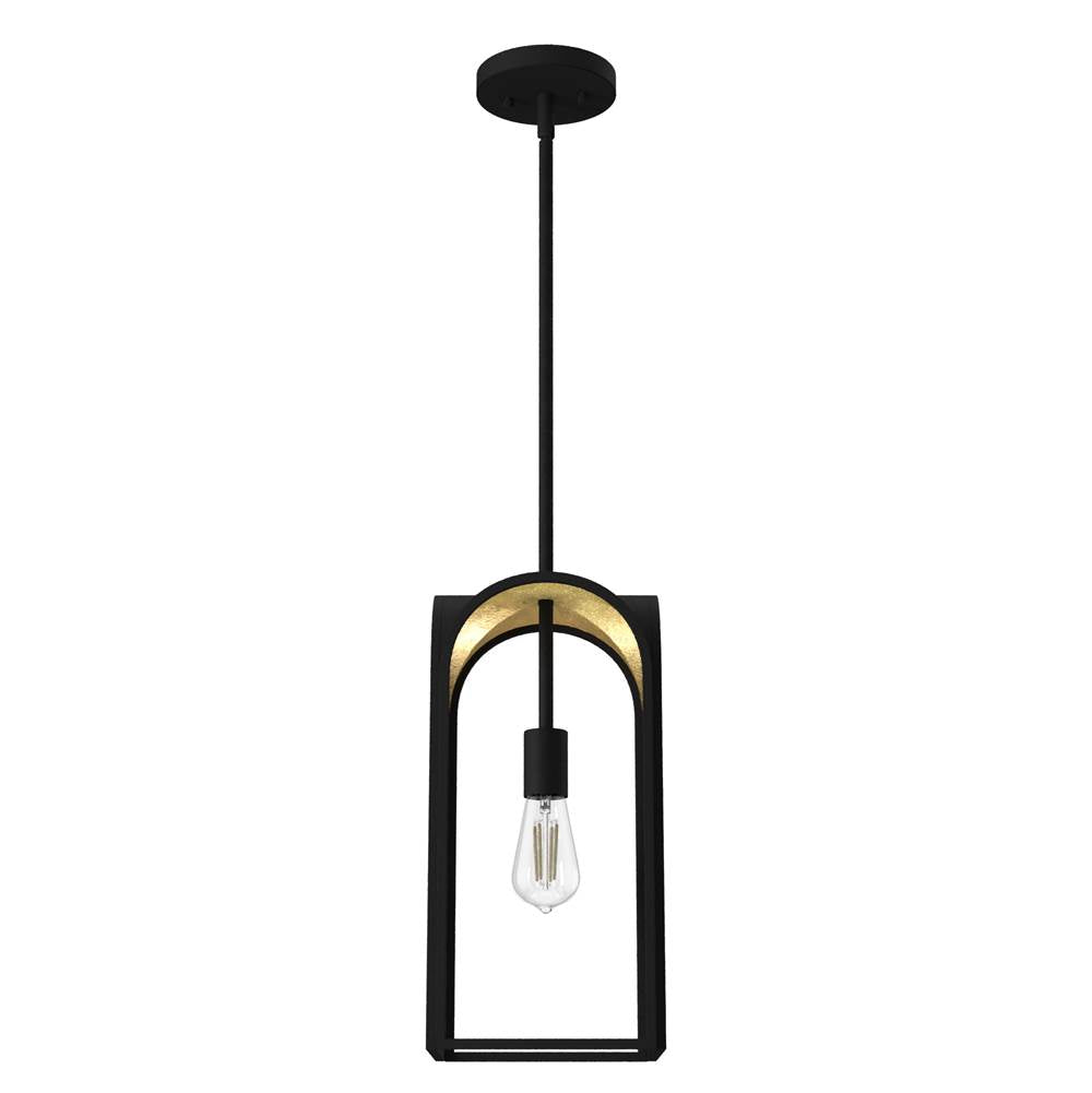 Hunter 19737 Natural Iron Hunter Dukestown Natural Iron And Gold Leaf 1 Light Pendant Ceiling Light Fixture Image 1