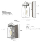 Hunter 48016 Brushed Nickel,Grey Wood Devon Park Brushed Nickel And Grey Wood With Clear Glass 1 Light Sconce Wall Light Fixture Image 3