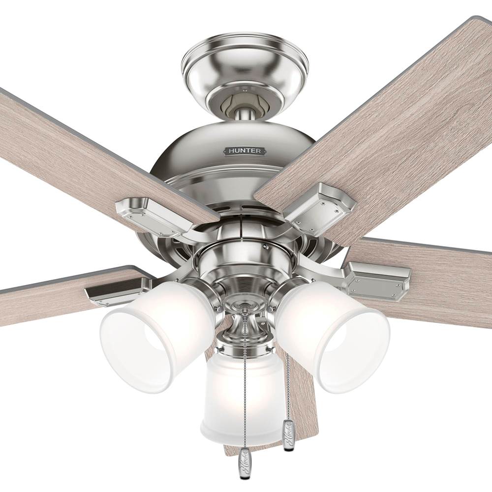 Hunter 51789 Brushed Nickel 44 Inch Crystal Peak Brushed Nickel Ceiling Fan With Led Light Kit And Pull Chain Image 2