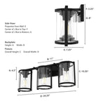 Hunter 48004 Matte Black Astwood Matte Black With Clear Glass 3 Light Vanity Wall Light Fixture Image 3