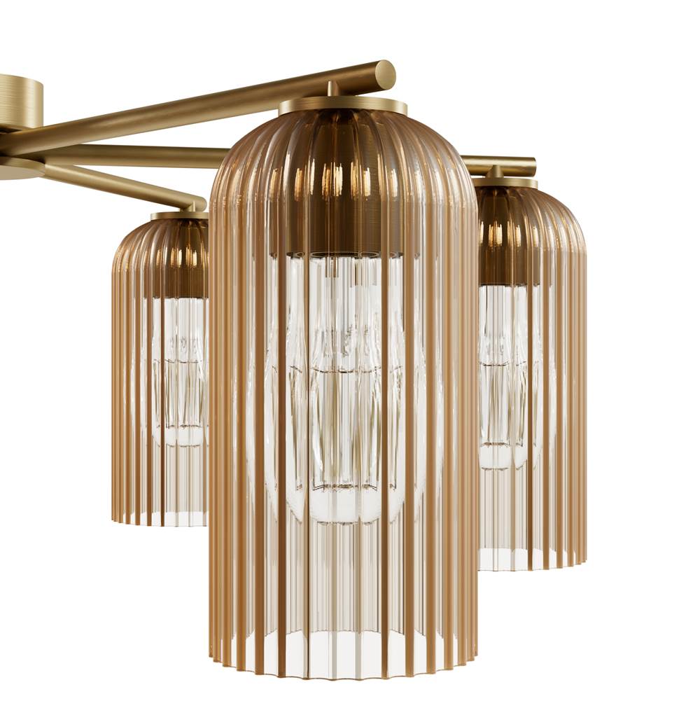 Hunter Beverly Glen Beverly Glen Luxe Gold With Amber Glass 6 Light Chandelier Ceiling Light Fixture