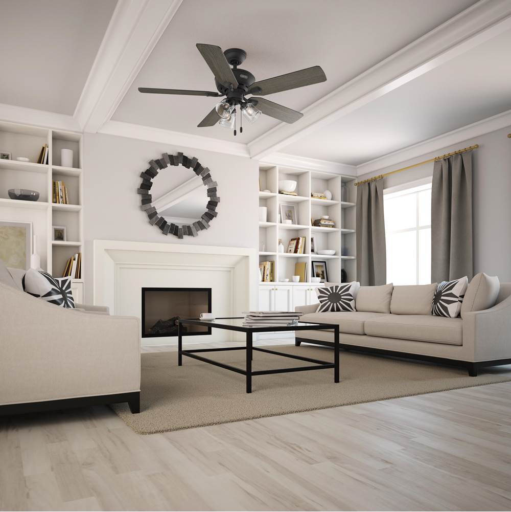 Hunter 51595 Matte Black 52 Inch Rosner Matte Black Ceiling Fan With Led Light Kit And Pull Chain Image 4