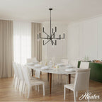 Hunter 45230 Matte Black Sunjai Matte Black 12 Light Chandelier Ceiling Light Fixture Image 5