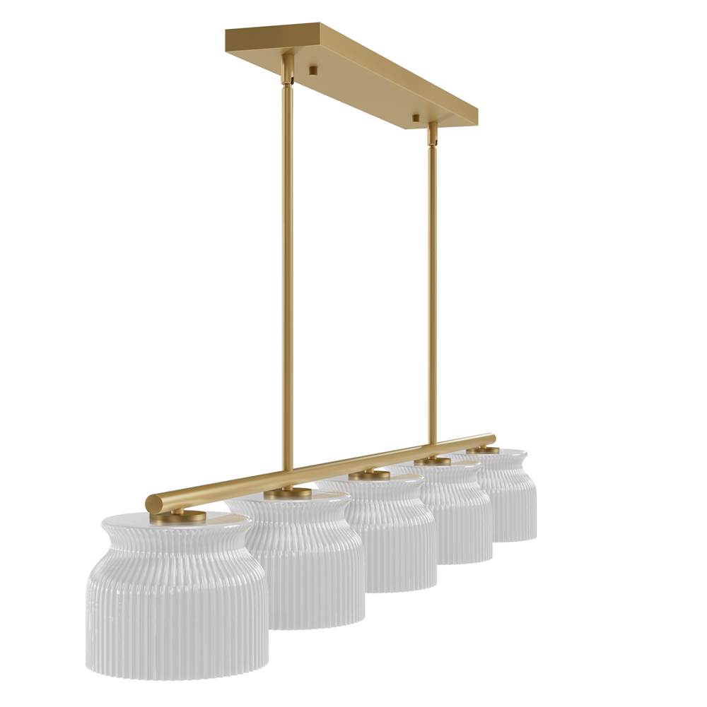 Hunter 13180 Luxe Gold Harlowe Luxe Gold With Cased White Glass 5 Light Chandelier Ceiling Light Fixture Image 4