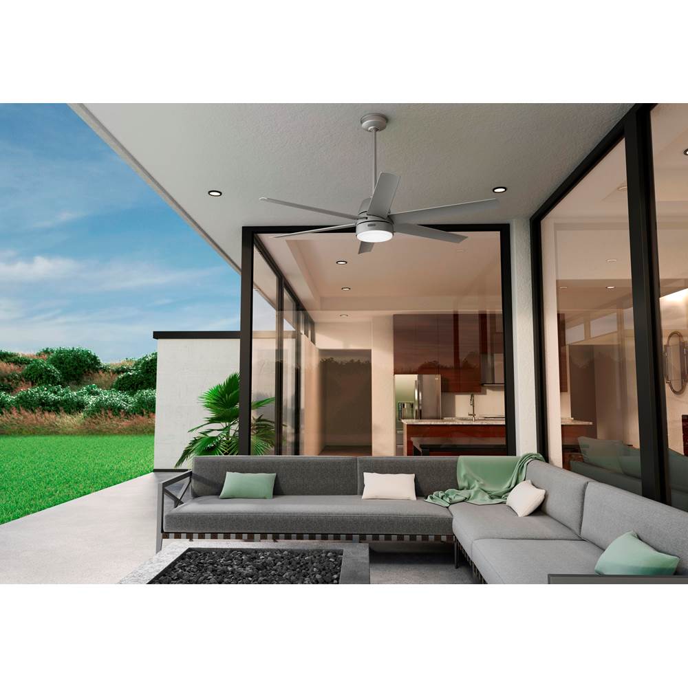 Hunter 51876 Matte Silver 60 Inch Skysail Matte Silver Wet Rated Ceiling Fan With Led Light Kit And Handheld Remote Image 6