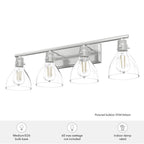 Hunter 48040 Brushed Nickel Van Nuys Brushed Nickel With Clear Glass 4 Light Vanity Wall Light Fixture Image 2