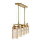Hunter 13233 Luxe Gold Beverly Glen Luxe Gold With Amber Glass 5 Light Chandelier Ceiling Light Fixture Image 4