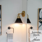 Hunter 13166 Matte Black Carrington Isle Matte Black And Luxe Gold 1 Light Sconce Wall Light Fixture Image 4