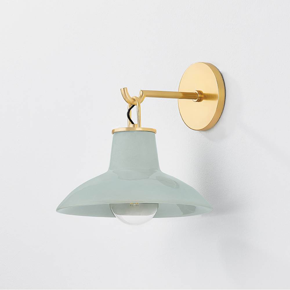 Hudson Valley Lighting 1913-AGB/CMC Aged Brass,Ceramic Moss Crackle Pottersville Wall Sconce Image 3