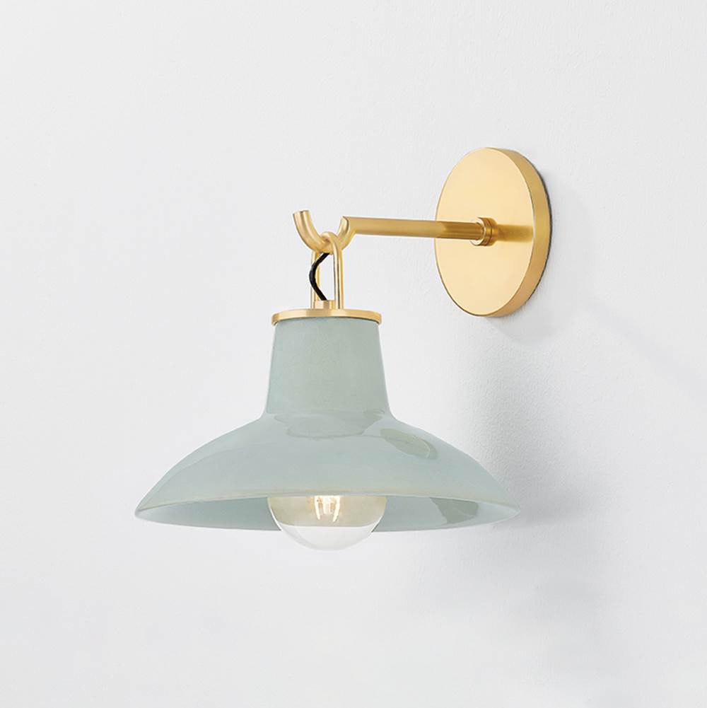 Hudson Valley Lighting 1913-AGB/CMC Aged Brass,Ceramic Moss Crackle Pottersville Wall Sconce Image 2