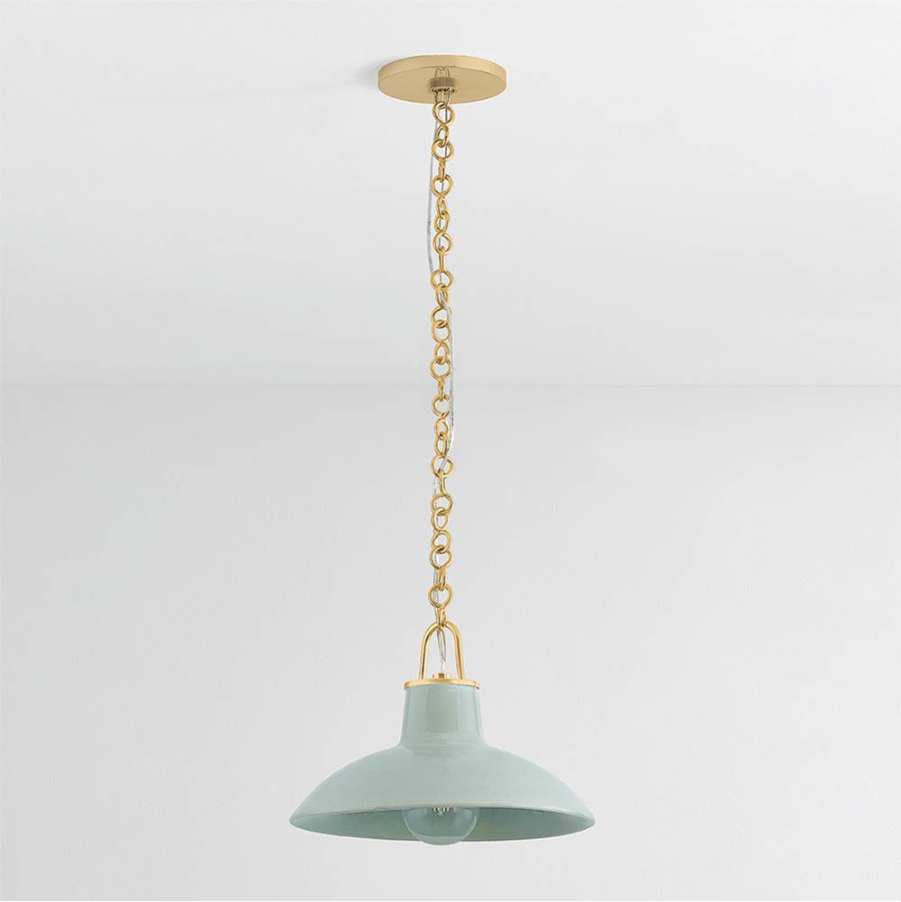 Hudson Valley Lighting 1914-AGB/CMC Aged Brass,Ceramic Moss Crackle Pottersville Pendant Image 3