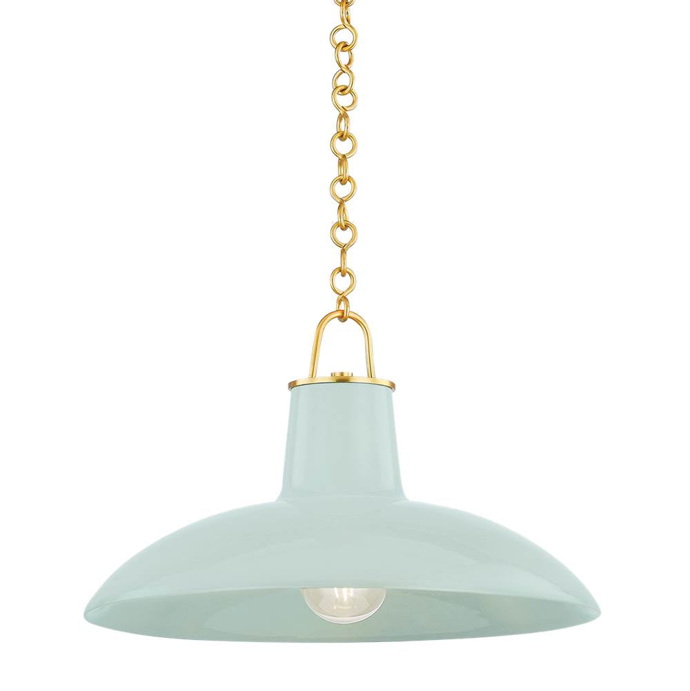 Hudson Valley Lighting 1918-AGB/CMC Aged Brass,Ceramic Moss Crackle Pottersville Pendant Image 1