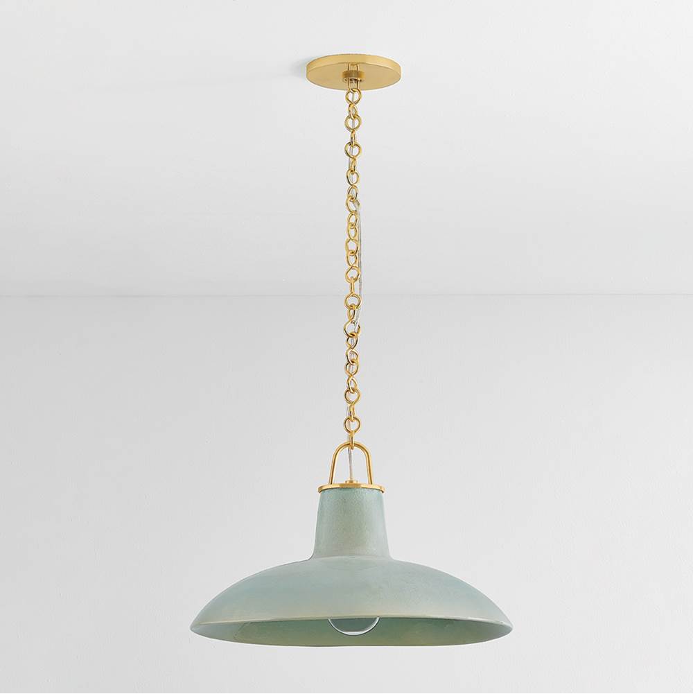 Hudson Valley Lighting 1918-AGB/CMC Aged Brass,Ceramic Moss Crackle Pottersville Pendant Image 3