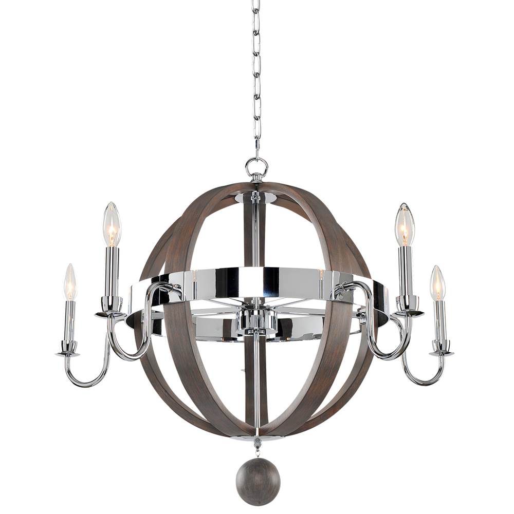 Kalco Lighting Sharlow 31.5-in 5 Light Socket Polished Chrome Chandelier