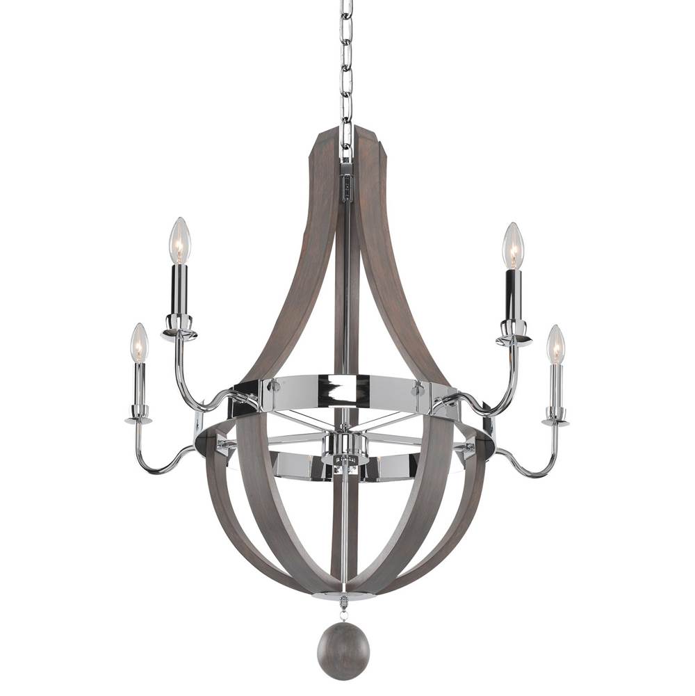 Kalco Lighting 300482CH Polished Chrome Sharlow 31.5-in 5 Light Socket Polished Chrome Chandelier Image 1