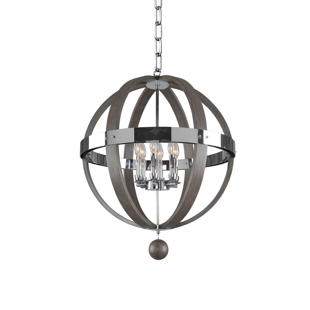 Kalco Lighting Sharlow 25-in 6 Light Socket Polished Chrome Chandelier