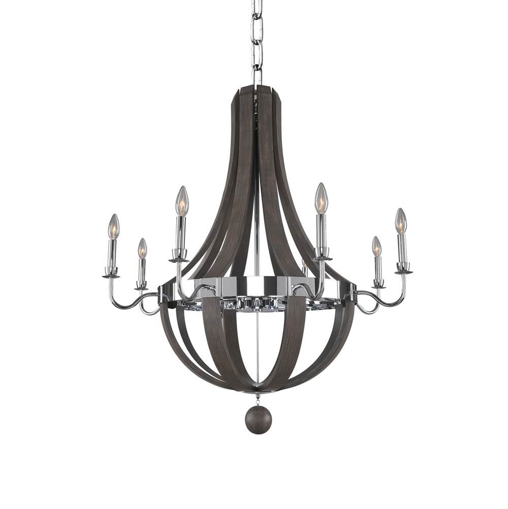 Kalco Lighting Sharlow 36-in 8 Light Socket Polished Chrome Chandelier
