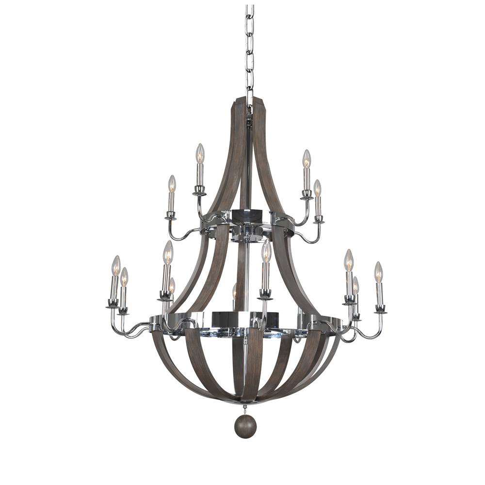 Kalco Lighting Sharlow 40-in 15 Light Socket Polished Chrome Chandelier