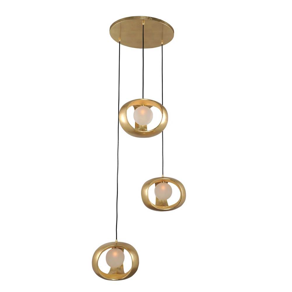 Kalco Lighting Calistoga 25-in 3 Light Socket Gold Leaf Multi-pendant