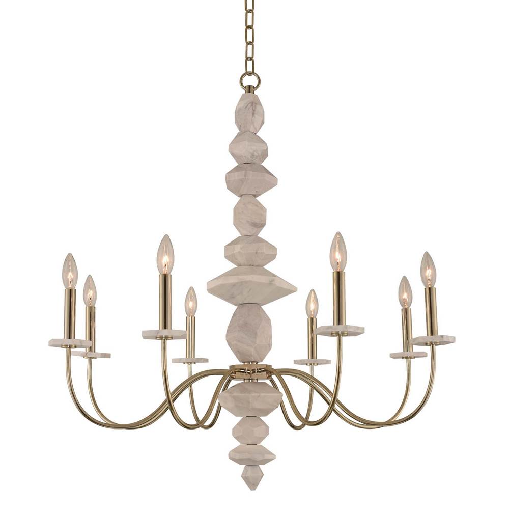 Kalco Lighting Carrara 34-in 8 Light Socket Champagne Gold Chandelier