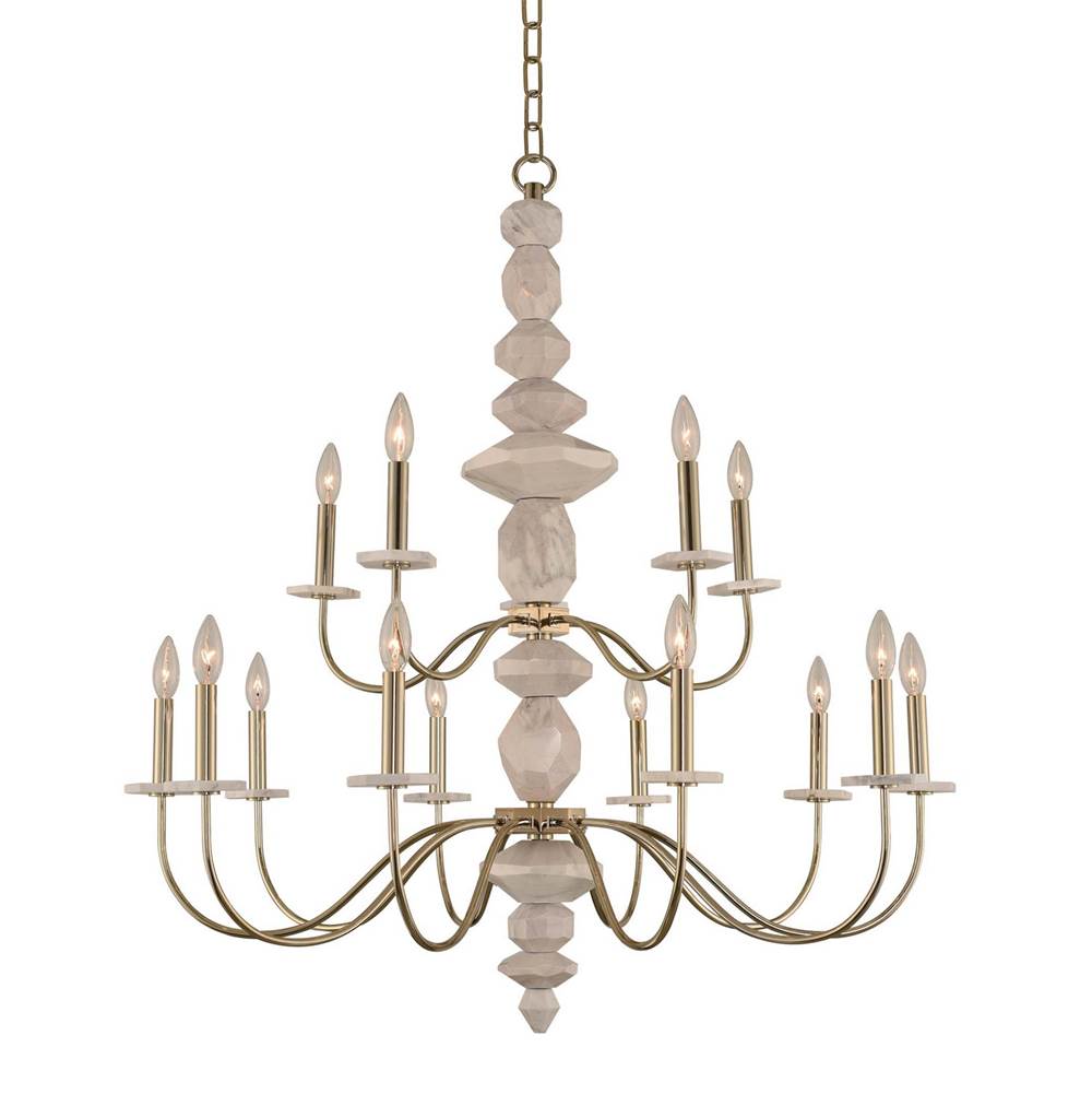 Kalco Lighting Carrara 38-in 15 Light Socket Champagne Gold Tiered Chandelier