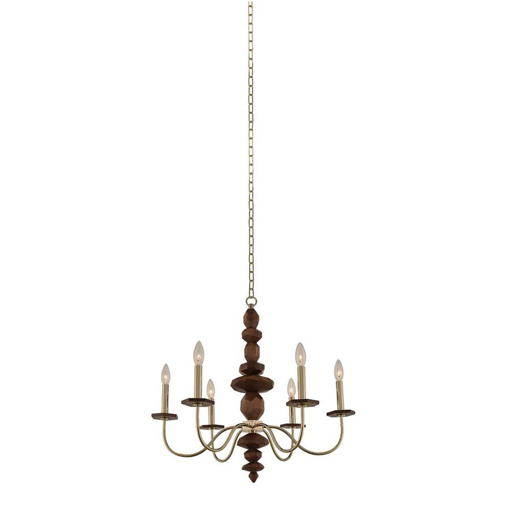 Kalco Lighting Lassen 26-in 6 Light Socket Champagne Gold Chandelier