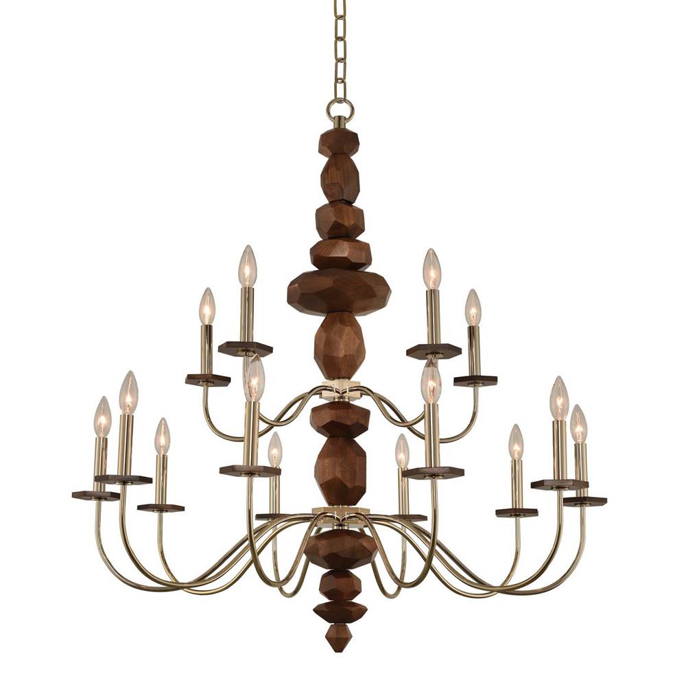 Kalco Lighting Lassen 38-in 15 Light Socket Champagne Gold Tiered Chandelier