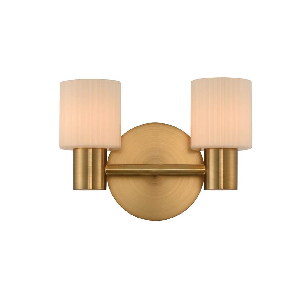 Kalco Lighting Harlowe 11-in 2 Light Socket Winter Brass Bath Wall Sconce