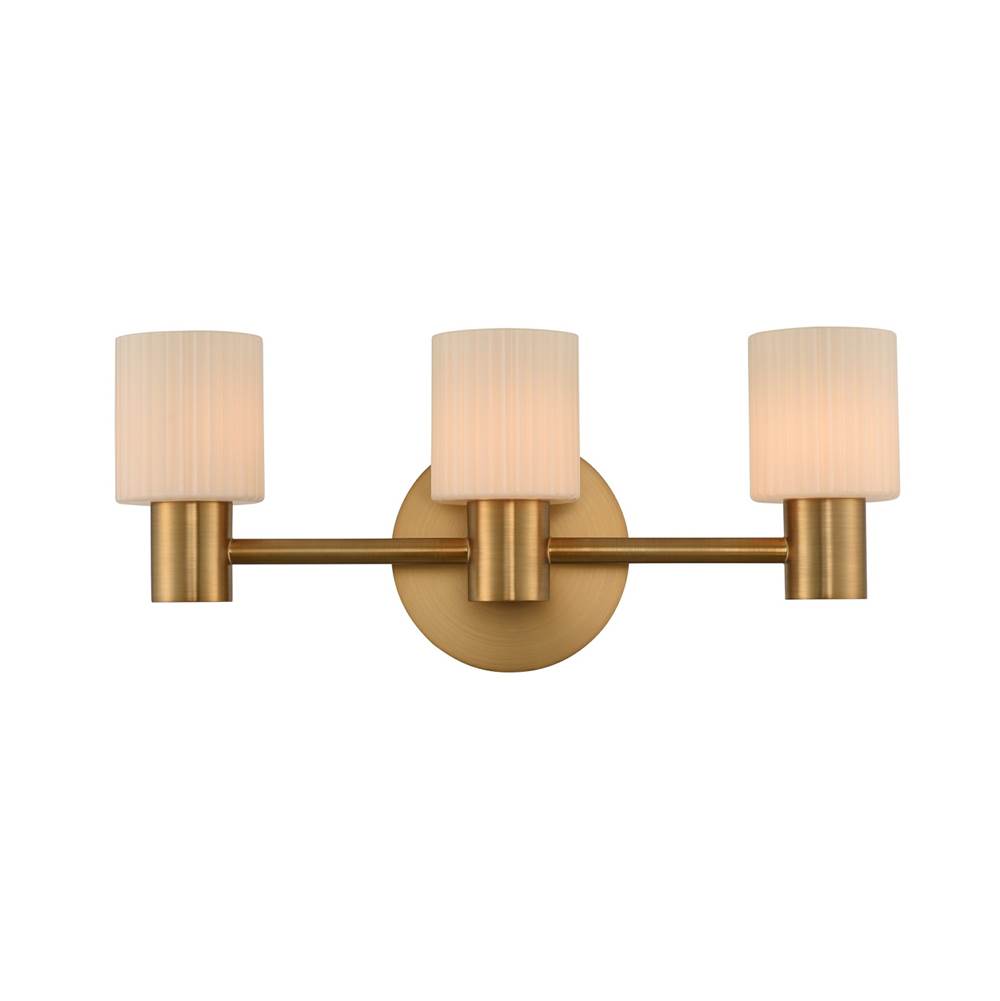 Kalco Lighting Harlowe 19-in 3 Light Socket Winter Brass Vanity Light