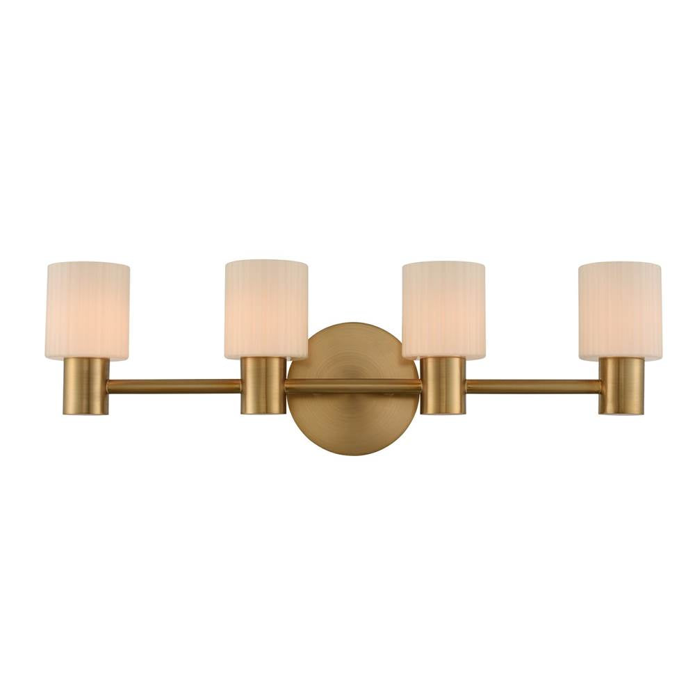 Kalco Lighting Harlowe 26-in 4 Light Socket Winter Brass Vanity Light